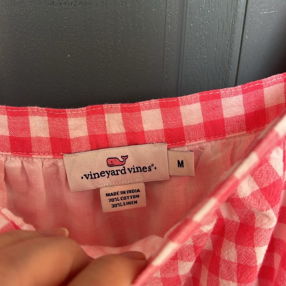 Vineyard Vines Pink & White Gingham Flutter Sleeve Dress - Picture 4 of 10